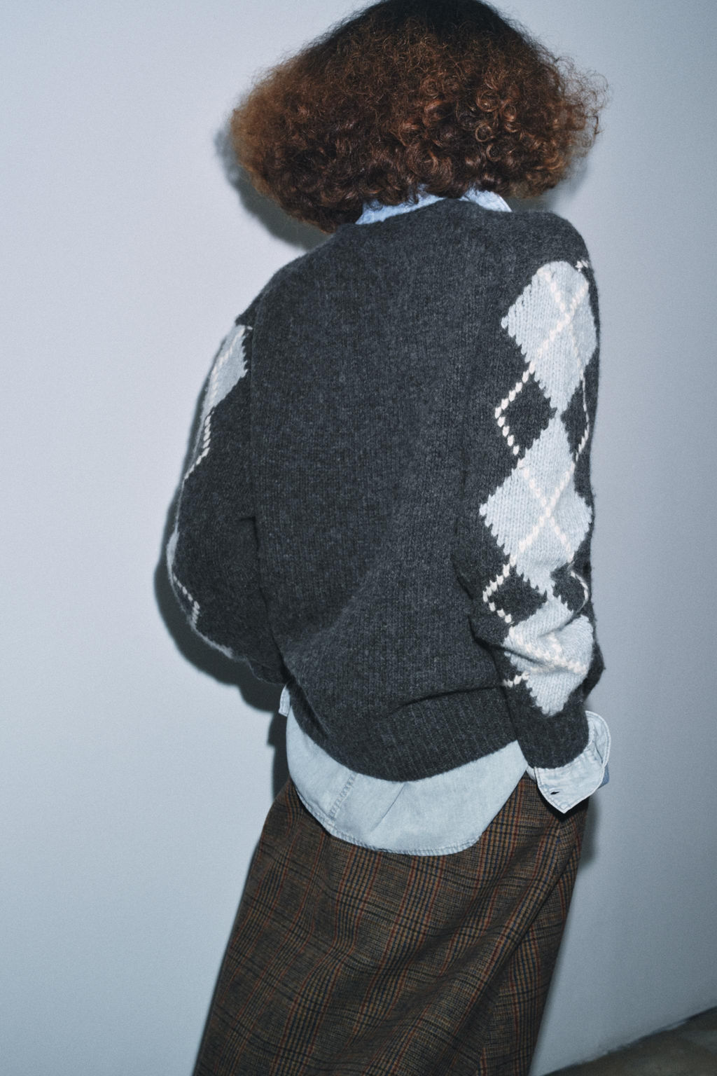 100% WOOL ARGYLE CARDIGAN - Zara фото 3