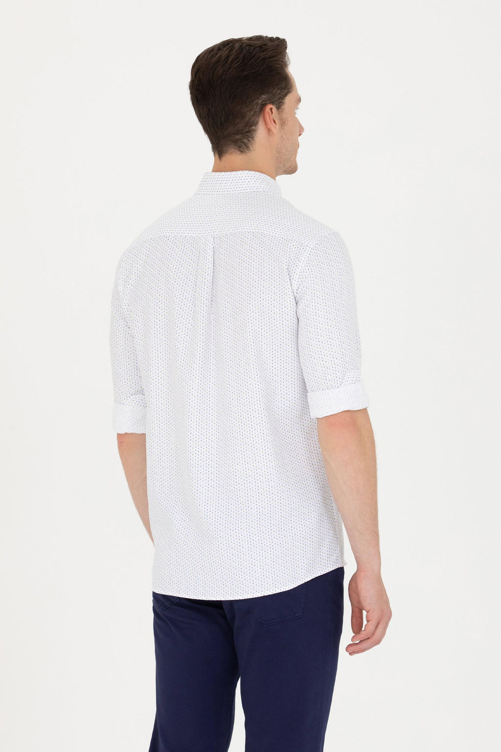 U. S. Polo Assn Мужская темно-синяя белая рубашка с принтом - U.s. polo assn фото 5