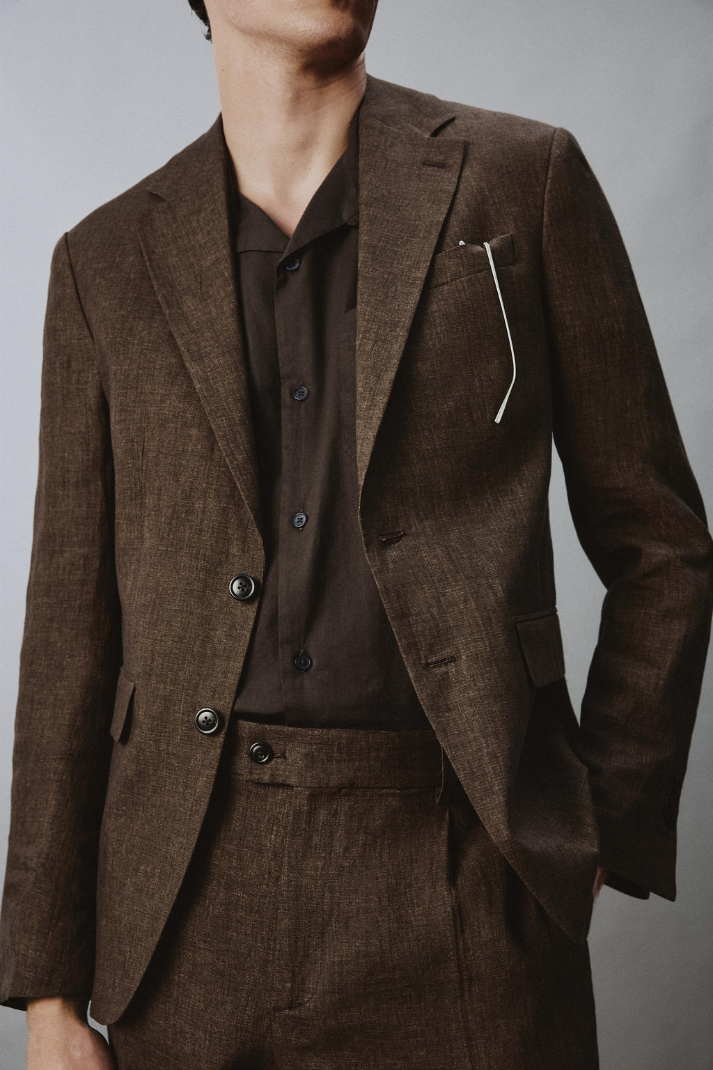 BLAZER TRAJE 100% LINO / Marr?n oscuro - Zara фото 6