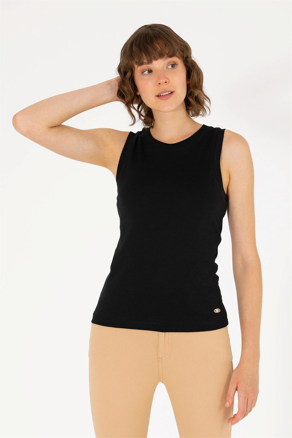 Женская черная футболка с круглым вырезом Basic - U.s. polo assn фото 8