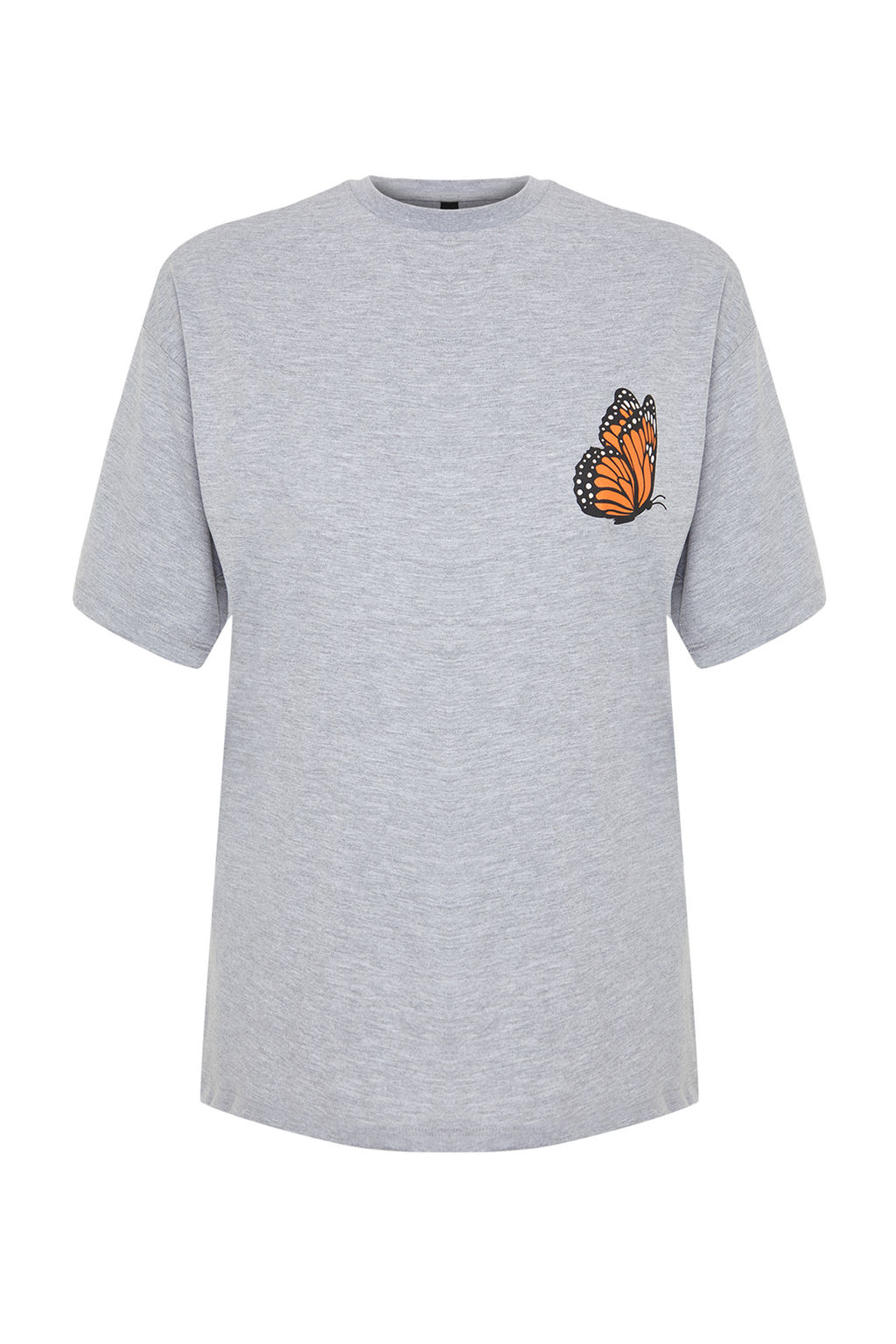 TRENDYOLMILLA Antrasit On ve Arka Bask?l? Oversize/Genis Kal?p Bisiklet Yaka Orme T-Shirt TWOSS24TS00119  фото 7