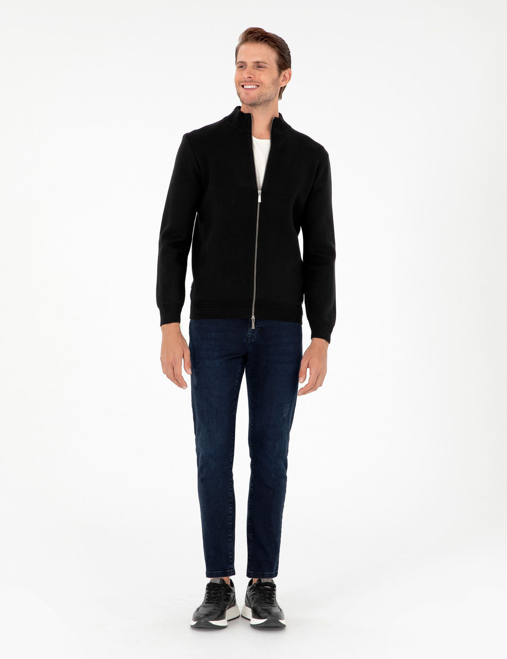 Siyah Regular Fit Fermuarl_ Triko H_rka - Pierre cardin фото 4