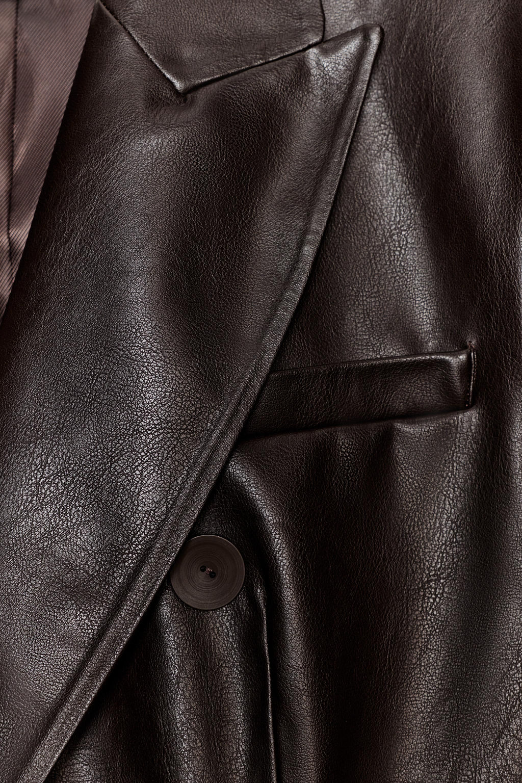 FAUX LEATHER DOUBLE-BREASTED BLAZER - Zara фото 10
