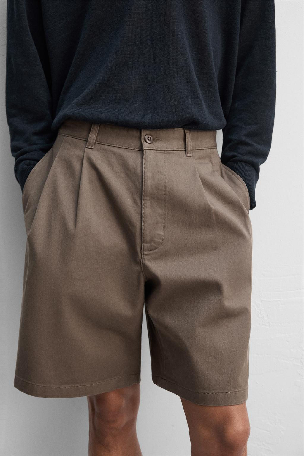 RELAXED FIT PLEATED BERMUDA SHORTS - Zara фото 6