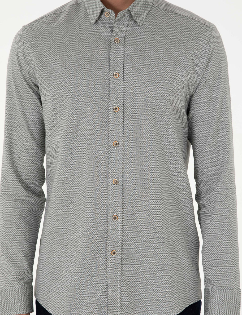 Рубашка Pierre Cardin Slim Fit светло‑хаки с длинным рукавом