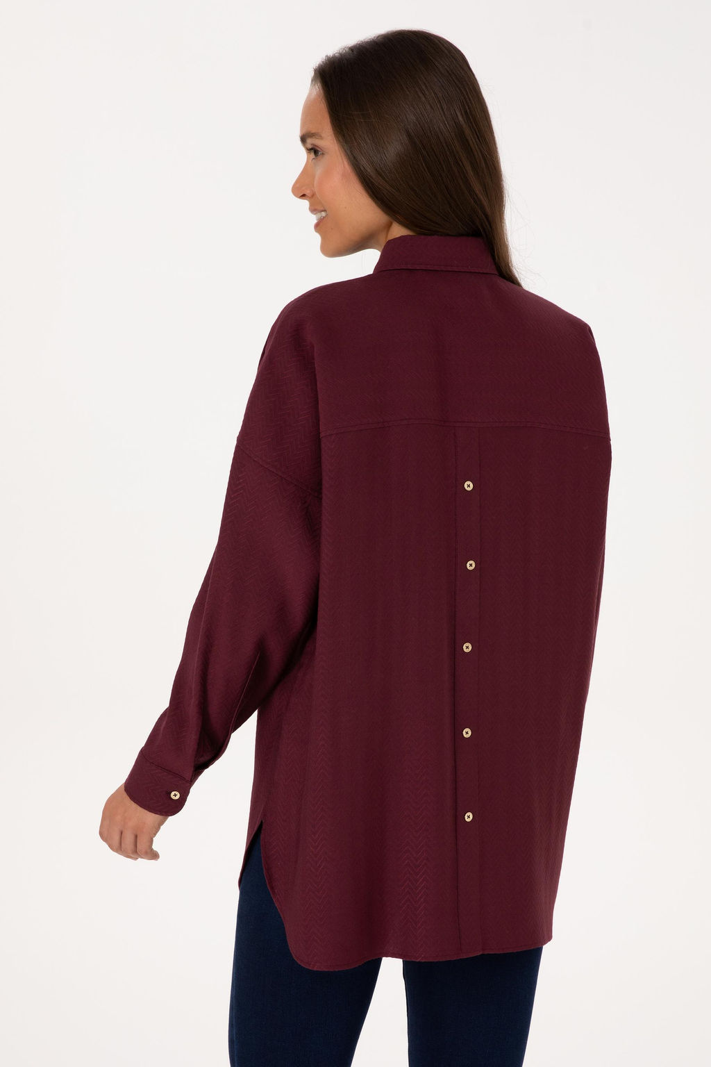 Kad_n Bordo Uzun Kollu Oversize Desenli G_mlek - U.s. polo assn фото 5