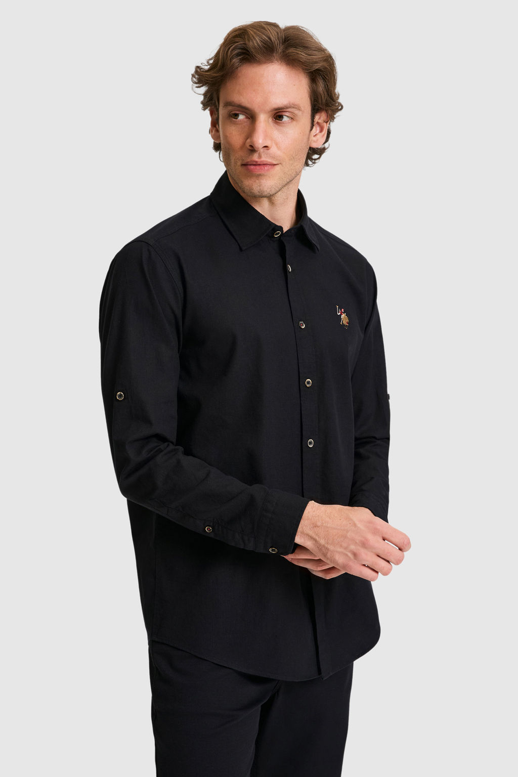 Erkek Keten Kar___ml_ Siyah Uzun Kollu Basic G_mlek - U.s. polo assn фото 3