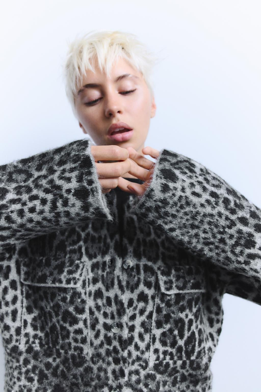 ANIMAL JACQUARD KNIT JACKET - Zara фото 4