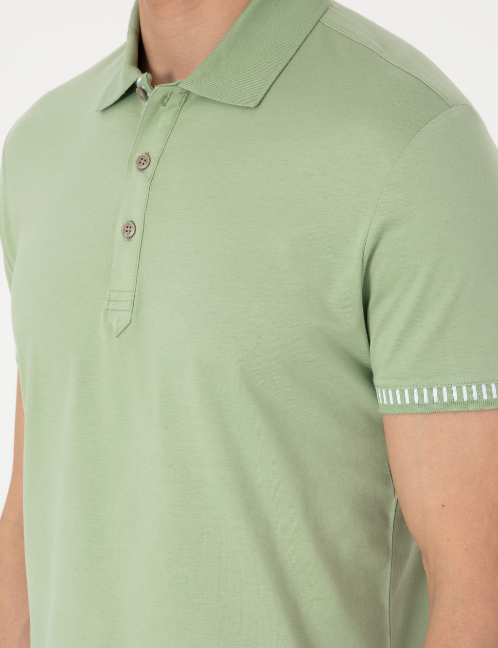 A__k Haki Slim Fit %100 Pamuk Ti__rt