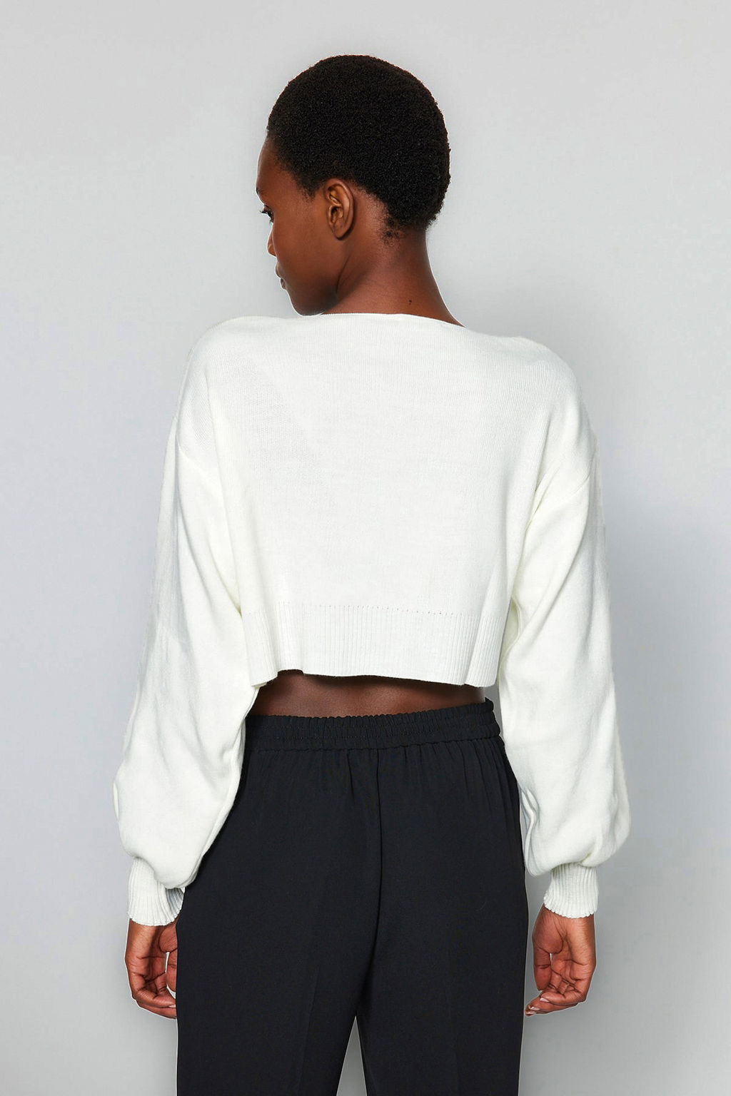 Ekru Super Crop Basic Fiyonklu Triko H?rka TWOAW24HI00315