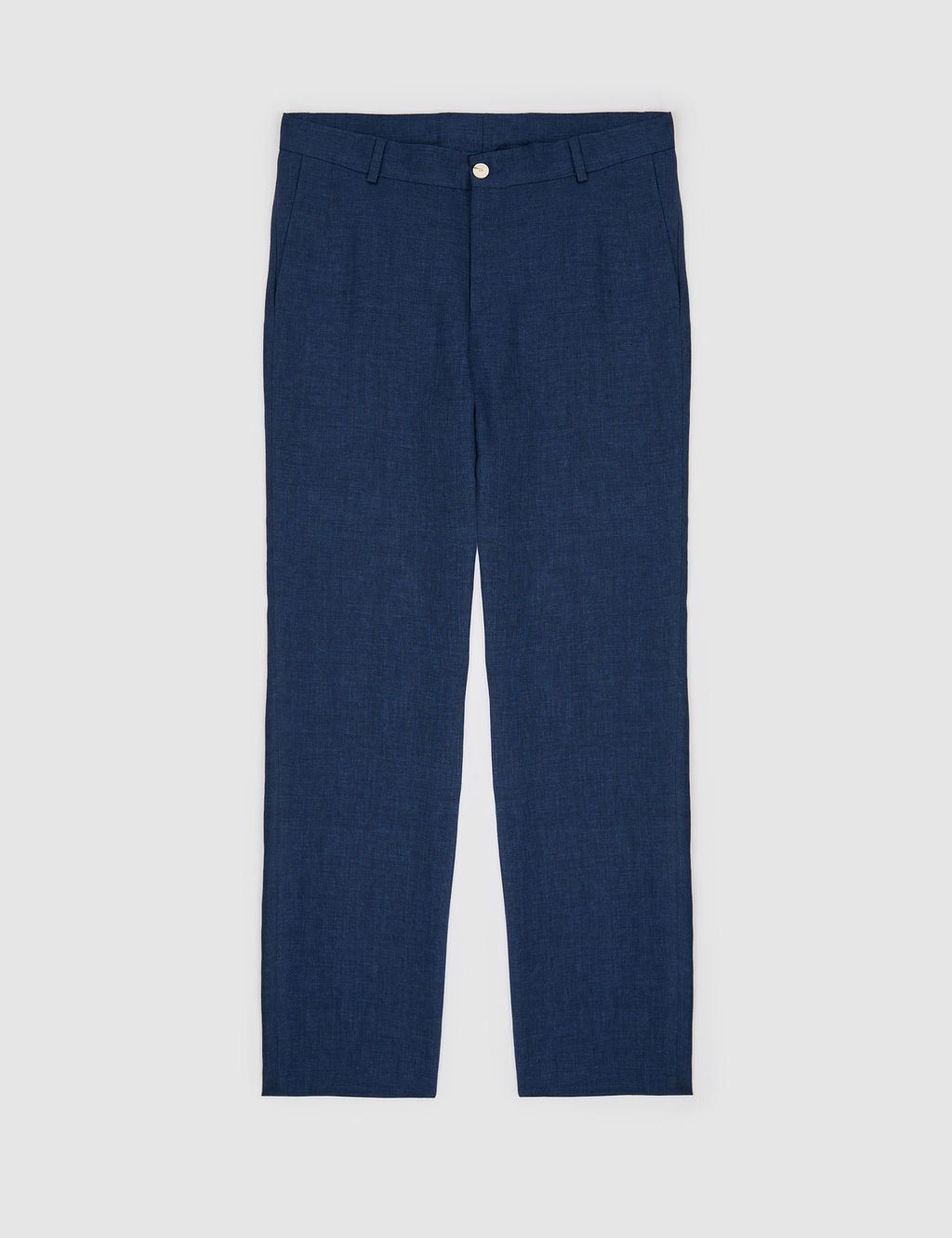Lacivert Slim Fit Beli Lastikli %100 Keten Pantolon