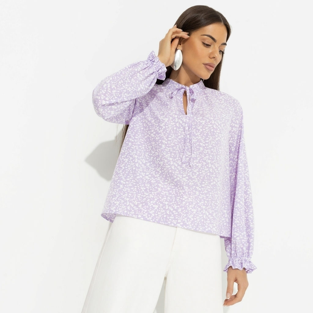 Блуза со сборками на рукавах, В лучшей роли (сиреневый) - Charutti фото 8