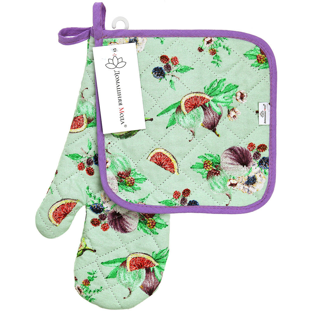 Инжир К Кухонный комплект: прихватка-варежка 15х30см + прихватка 20х20см, хлопок Премиум 191г/м2 - хлопок 100%, наполнитель - ватин 280гр/м2, Домашняя мода (Россия)  фото 4