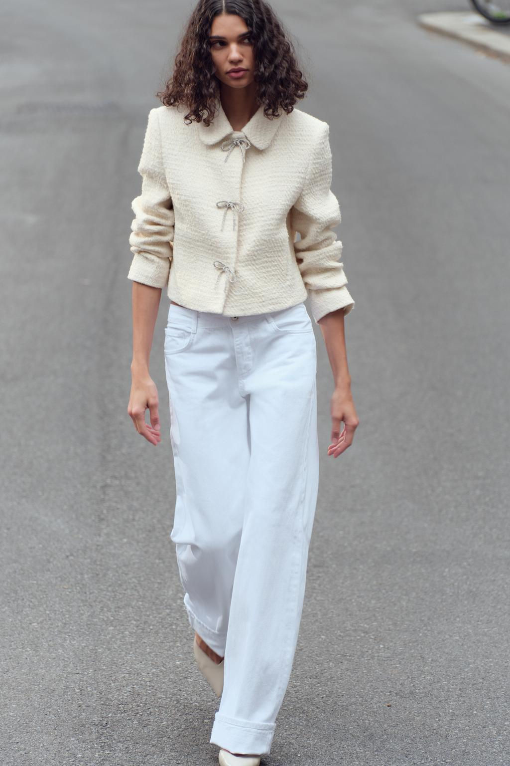 TEXTURED JACKET WITH BOW BUTTON - Zara фото 2