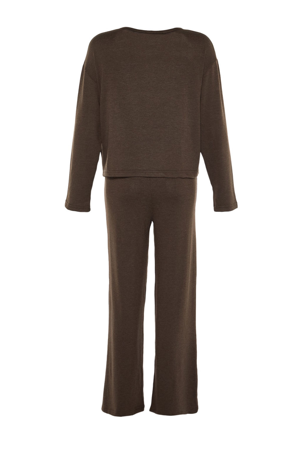 Trendyolmilla Kahverengi Fitilli Orme Pijama Tak?m? THMAW21PT0684 фото 7