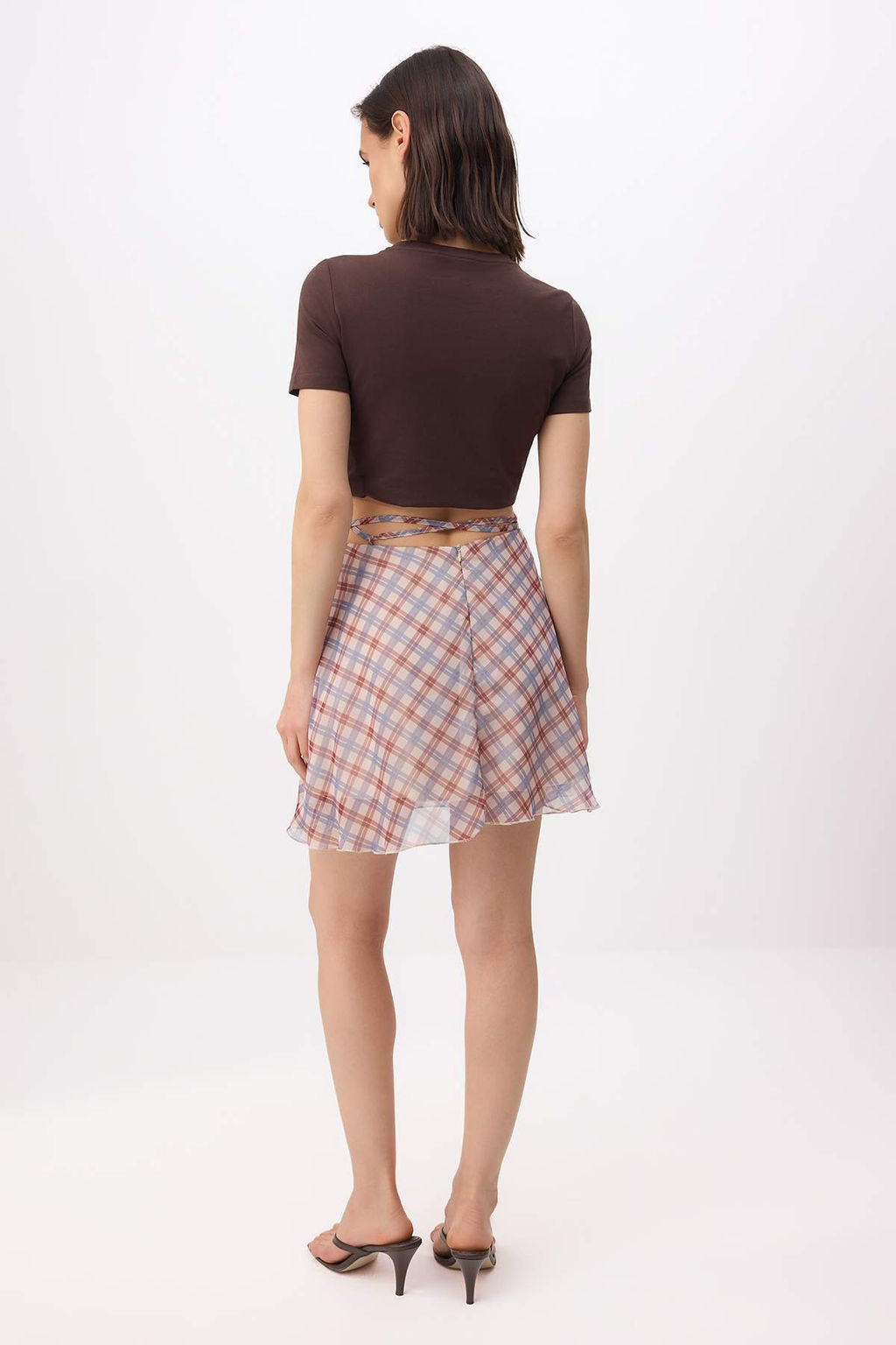 Tas-Cok Renkli Ekoseli Sifon Astarl? Mini Klos Etek TWOSS26ET00016