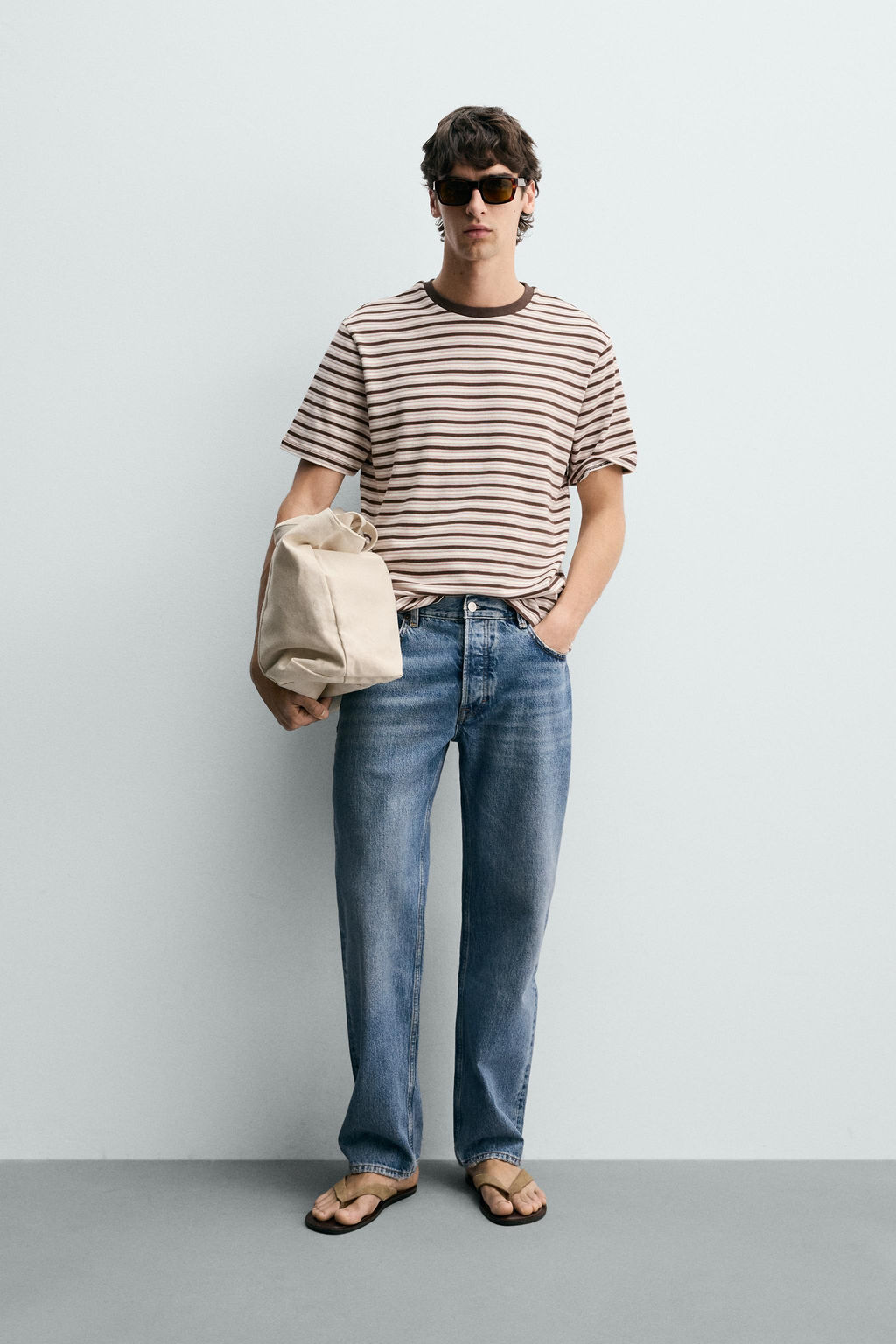 CAMISETA JACQUARD RAYAS CONTRASTE / Marr?n