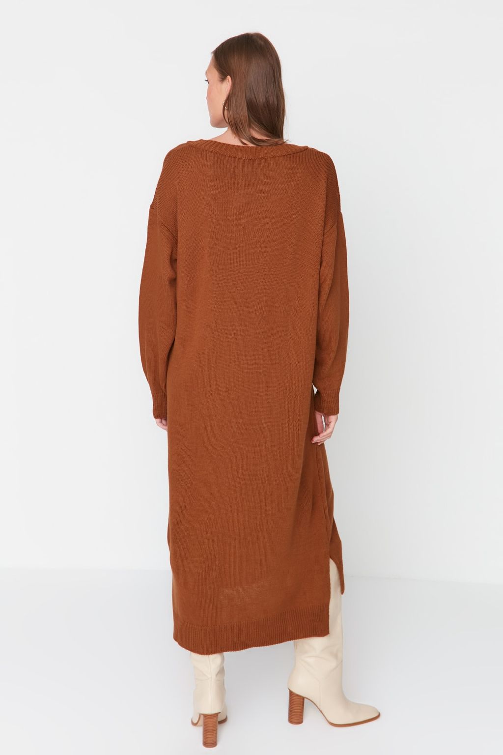 TRENDYOLMILLA Siyah Maxi Triko Genis Kal?p Elbise TWOAW23EL00642  фото 29
