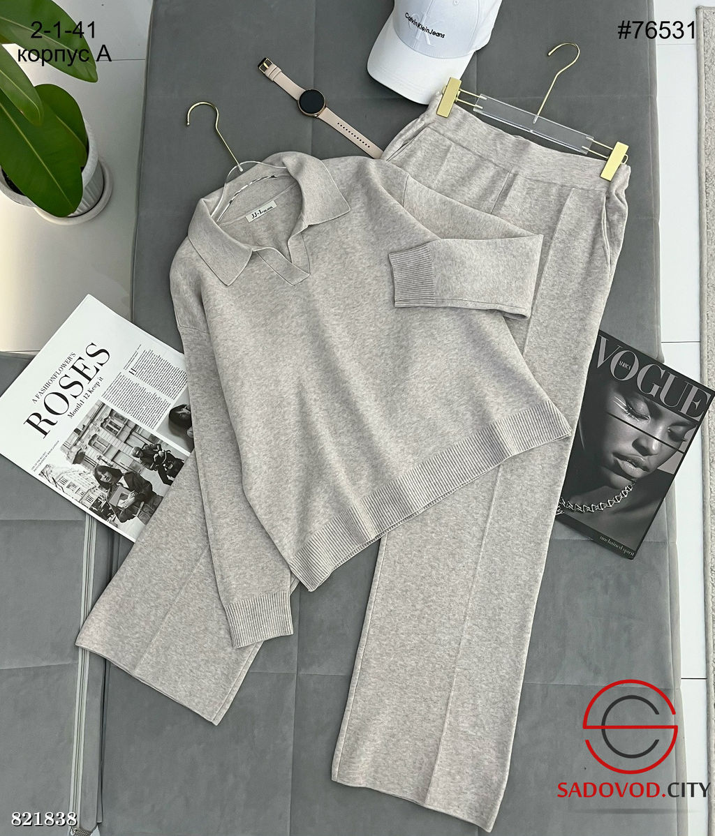 Тёплый костюм двойка трикотажный с воротником - Bruno фото 4