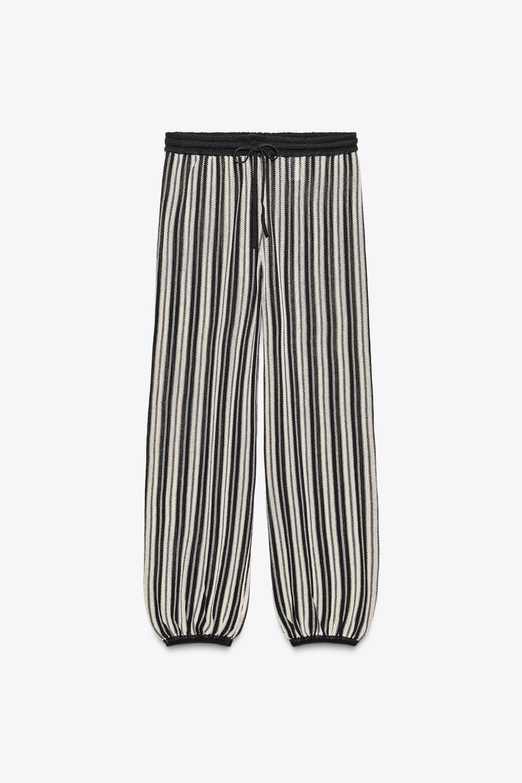 STRIPED CUFFED HEM LINEN BLEND TROUSERS - Zara фото 14