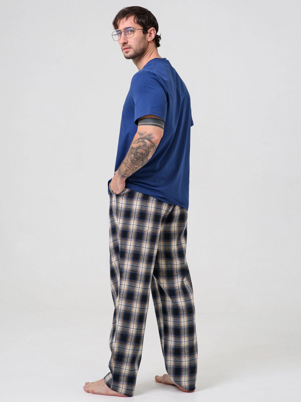 Пижама оптима Авангард хлопок с полиэстером синий фото 3