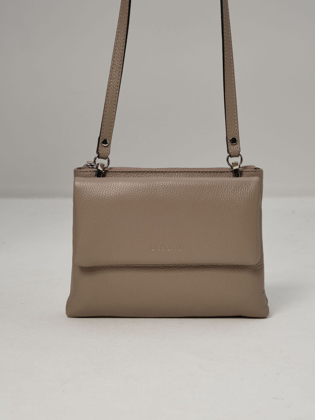 Сумка кожаная кросс-боди Deboro 31069 бежевый латте