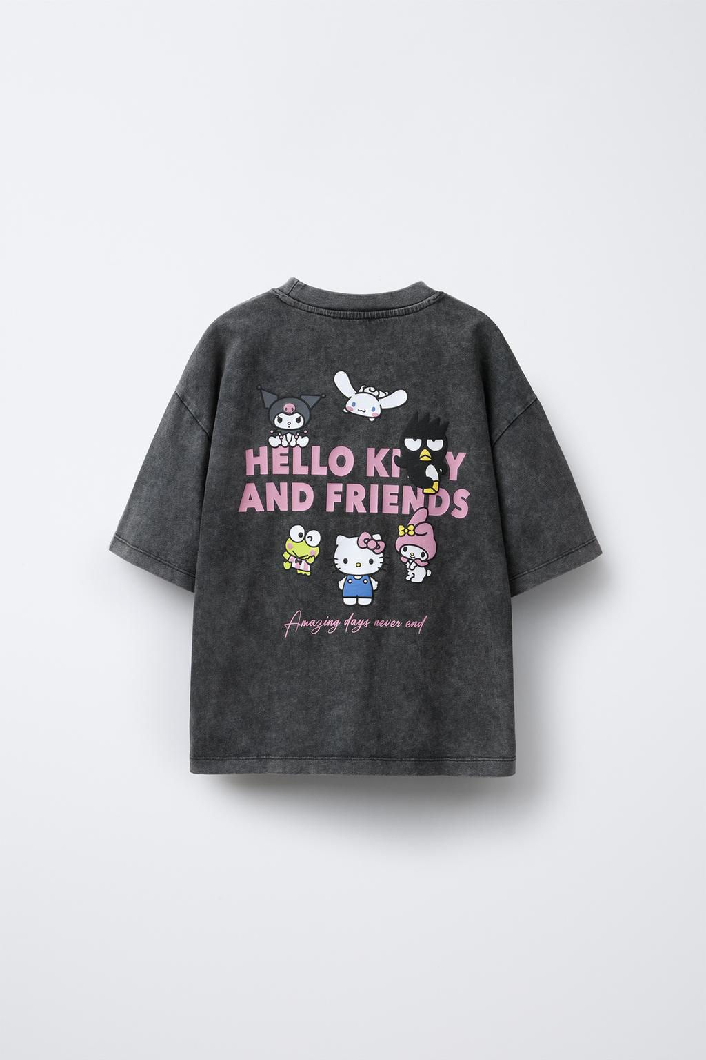 WASHED-EFFECT HELLO KITTY AND FRIENDS  SANRIO PRINT T-SHIRT - Zara фото 2