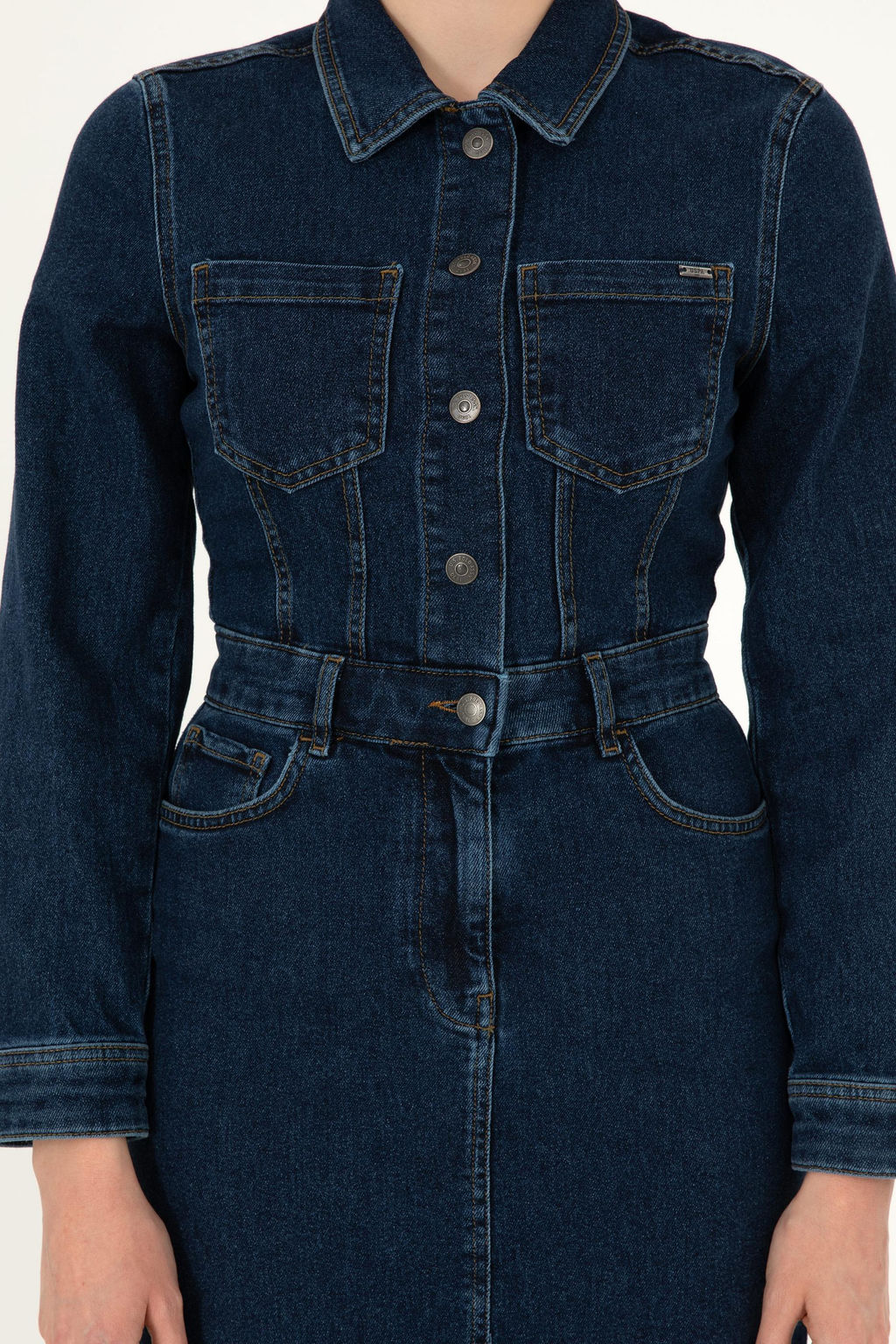 Kad_n Mavi Mini Boy Jean Elbise