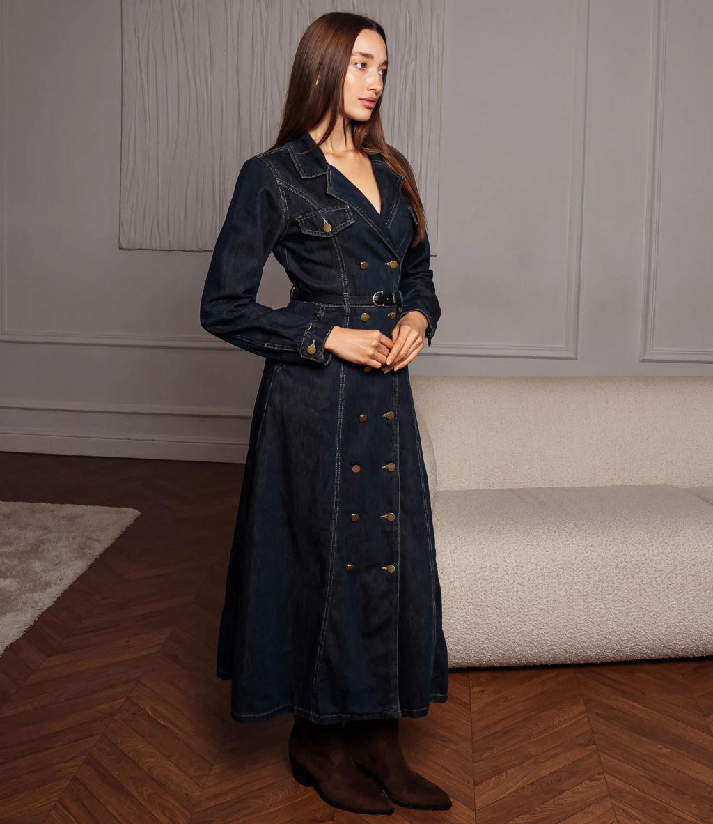 Джинсовое платье #КТ8523 (2), тёмно-синий - Dommod фото 3