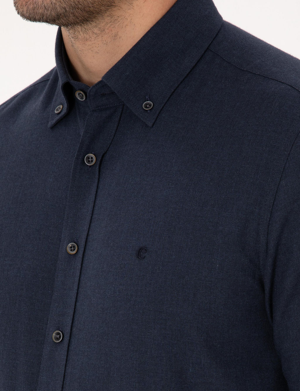 Lacivert Slim Fit %100 Pamuk Yakas_ D__meli Flanel G_mlek - Cacharel фото 7