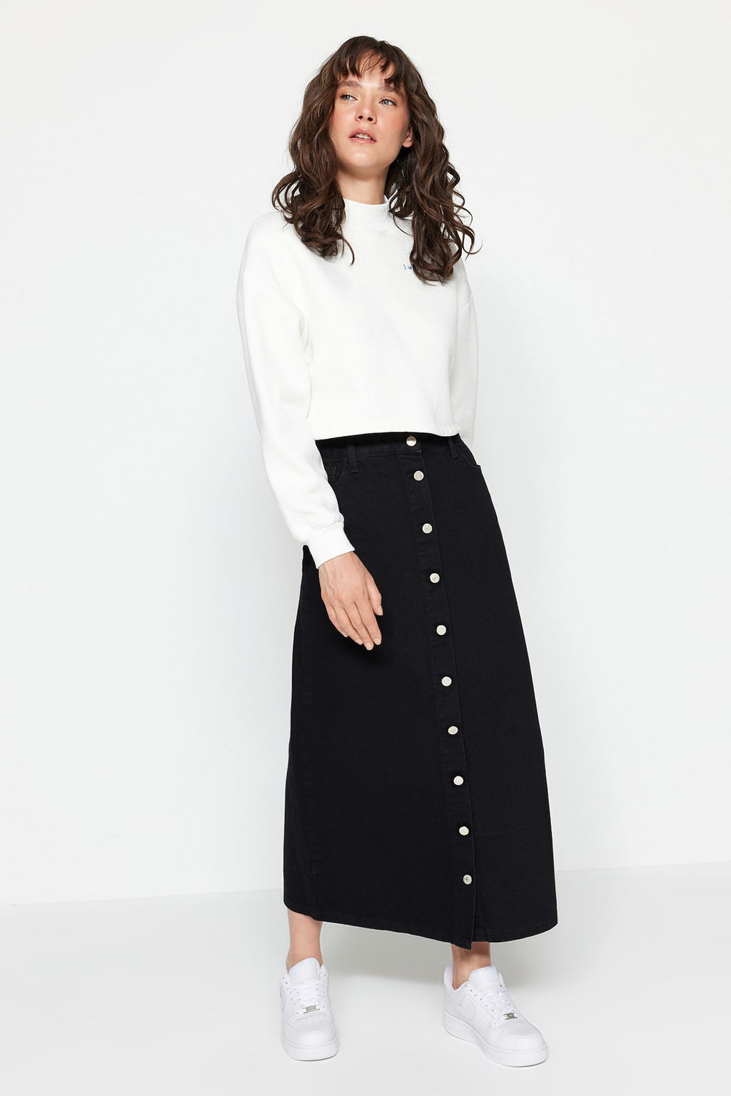 TRENDYOLMILLA Ekru Dugme Kapamal? Denim Kot Etek TCTSS23EE00024  фото 3