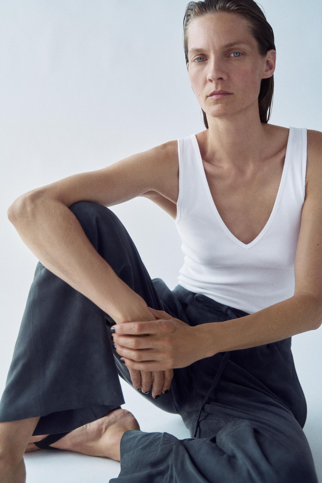 TOP ESCOTE PICO RIB / Blanco - Zara фото 2
