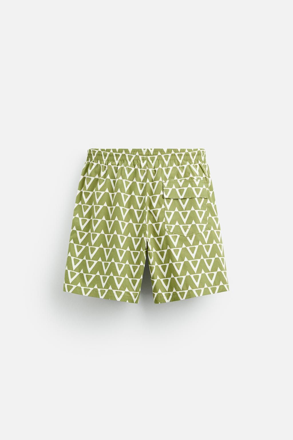 LONG GEOMETRIC PRINT SWIMMING TRUNKS - Zara фото 7