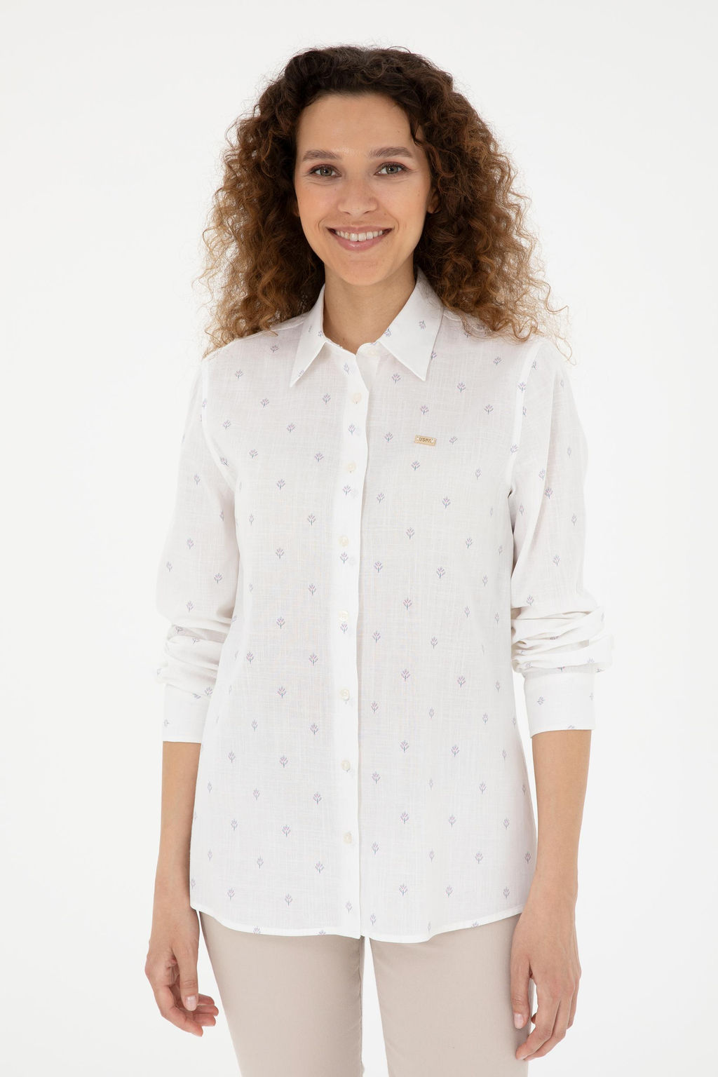 Женская рубашка зеленого цвета с длинным рукавом - U.s. polo assn фото 3