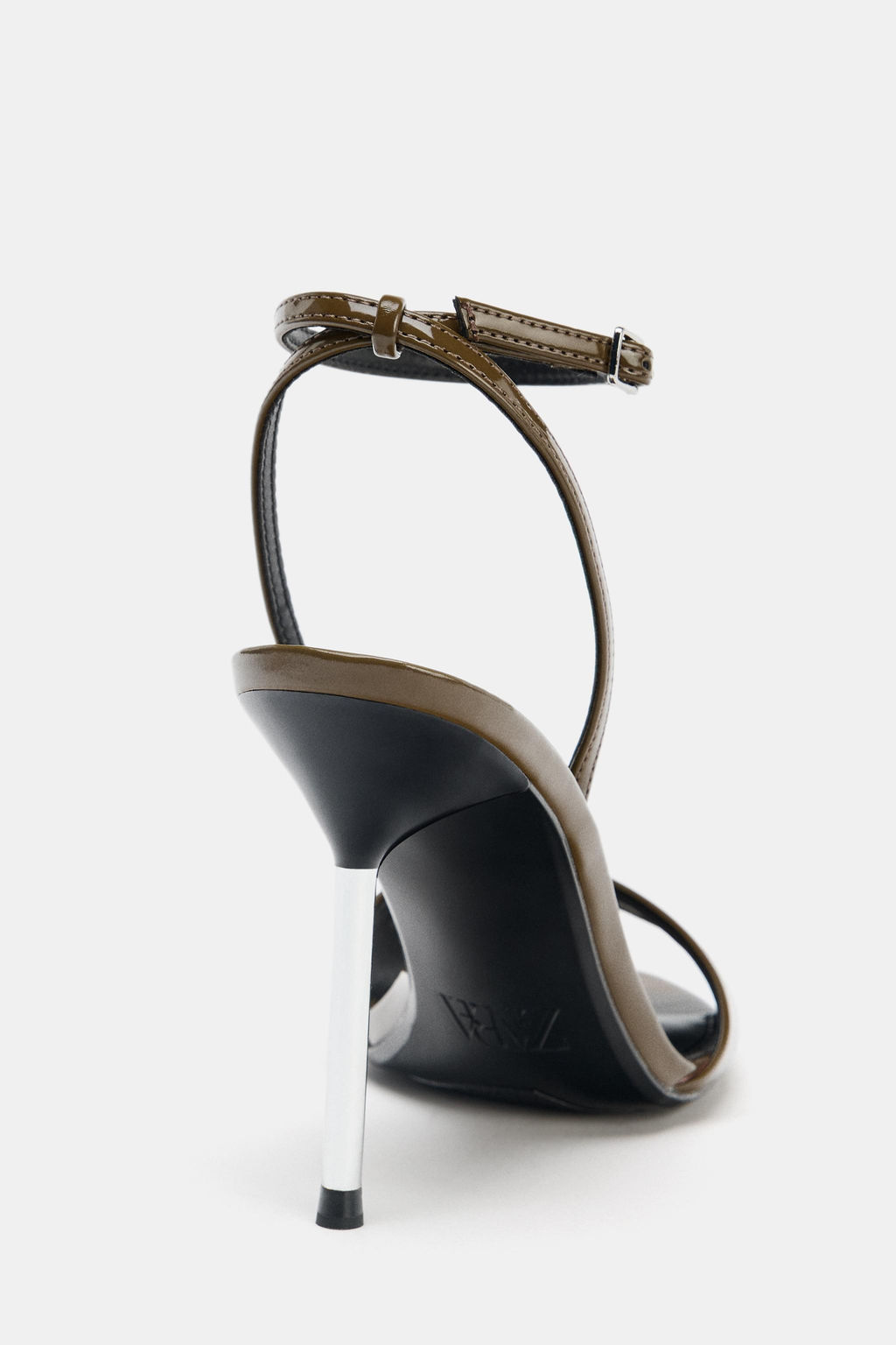 PATENT-EFFECT HIGH-HEEL SANDALS