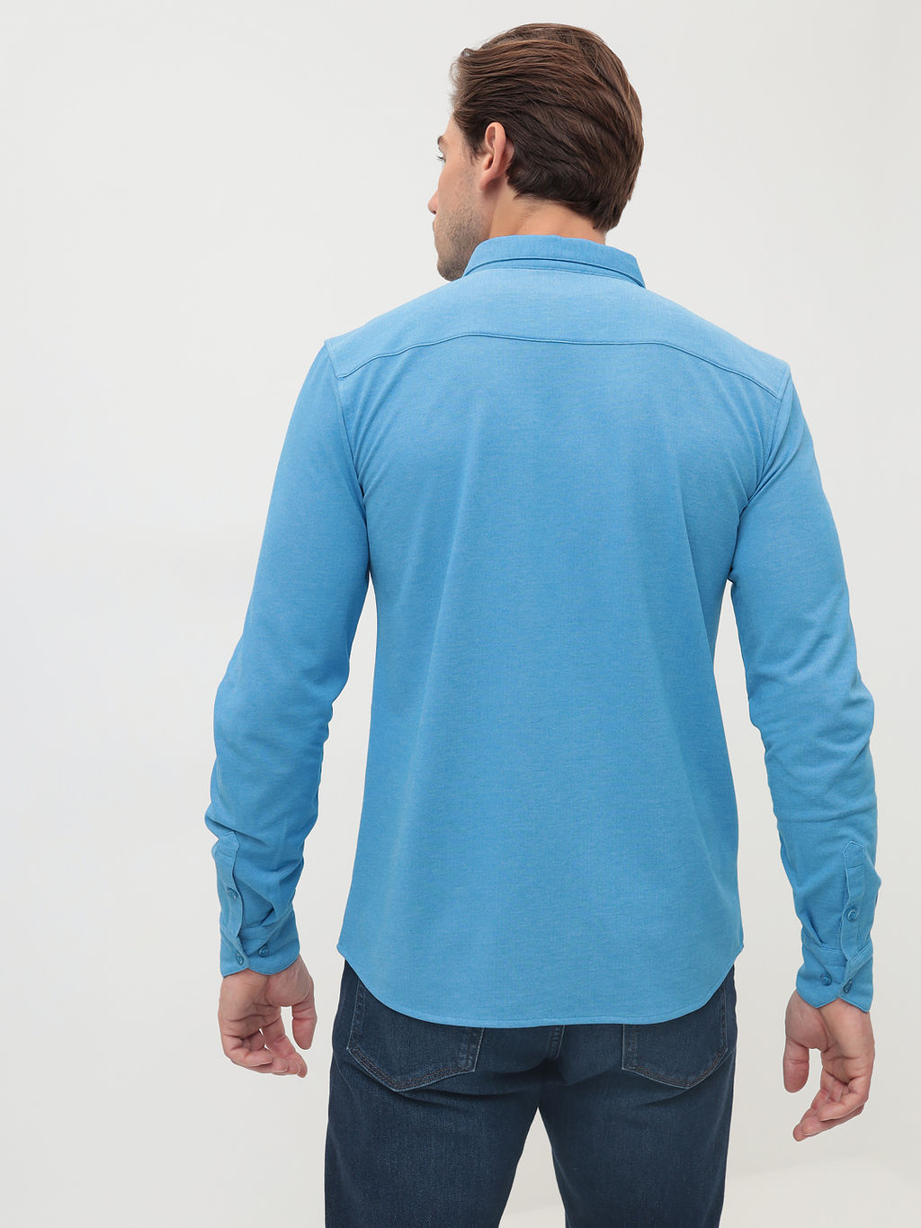 Батник мужской трикотажный GREG G143-ML (лазурь)  фото 8