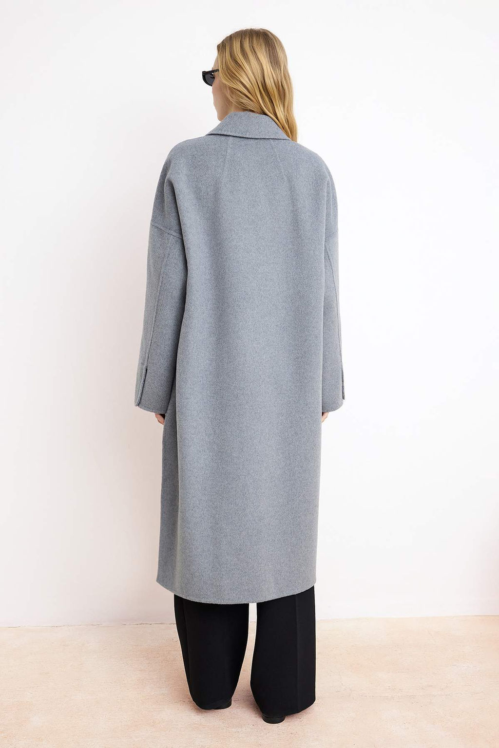 Vizon %100 Yunlu Handmade Baglamal? Oversize Uzun Kaban TWOAW26KB00077 - Trendyolmilla фото 10