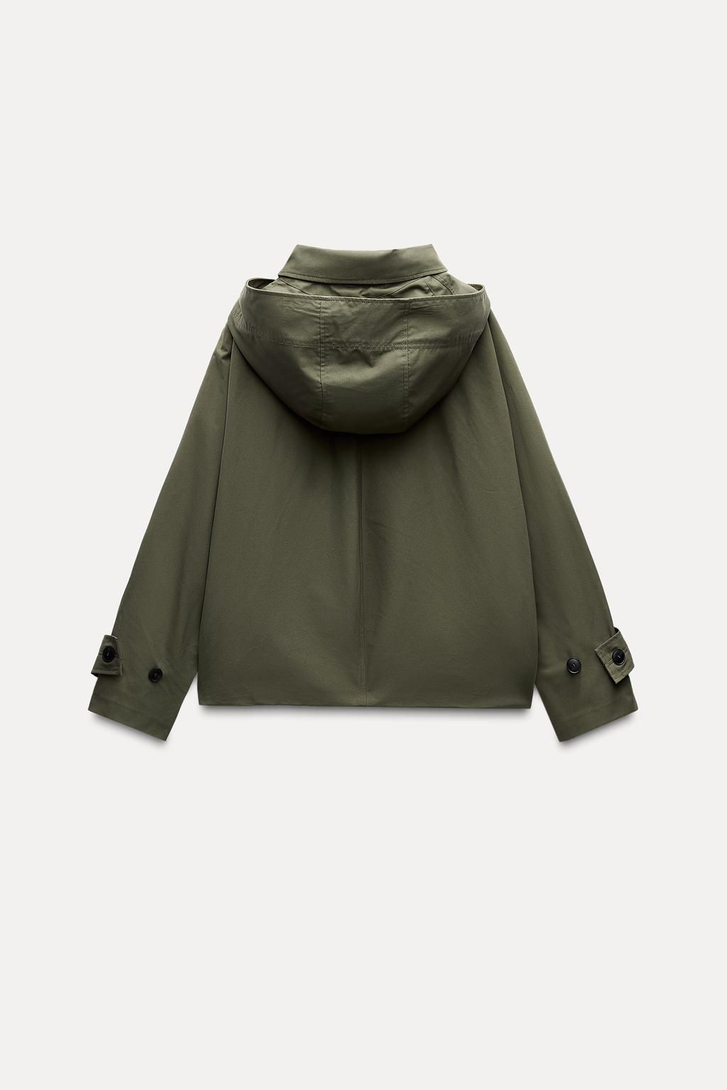ZW COLLECTION SHORT HOODED TRENCH COAT - Zara фото 8