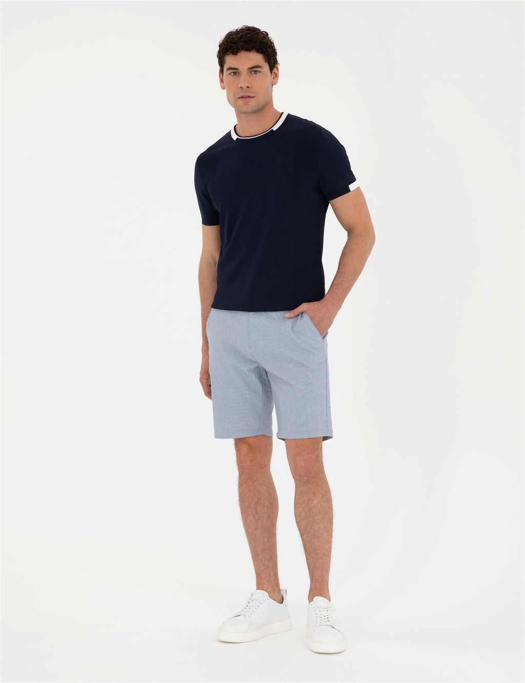 A__k Mavi Slim Fit Dokuma _ort