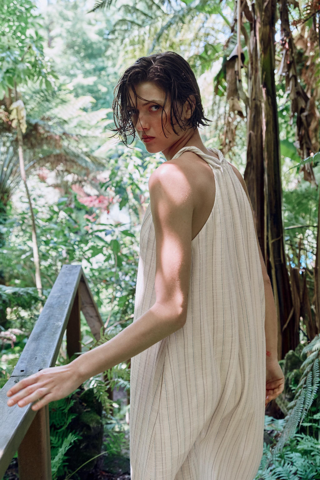 VESTIDO LARGO RAYAS HILO METALIZADO / Crudo / Marino - Zara фото 7