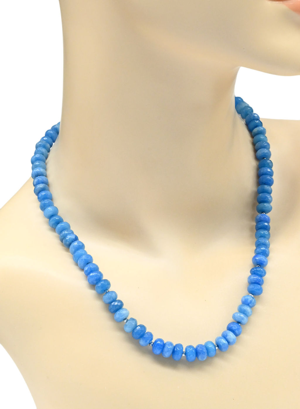 Бусы из камня кальцита рондель гр.7*5мм цв.голубой, 46см