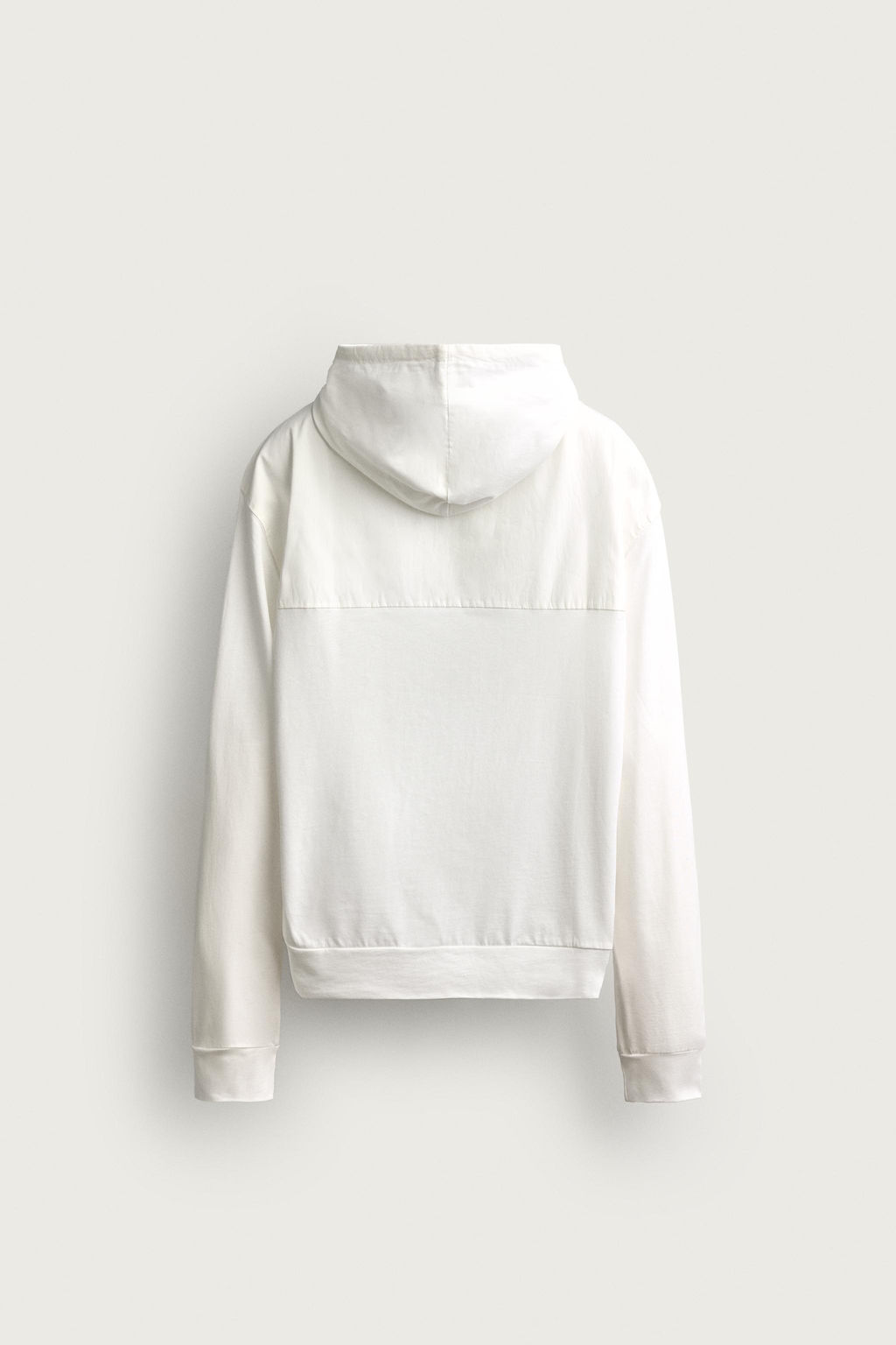 SUDADERA LIGERA CAPUCHA COMBINADO / Blanco - Zara фото 8