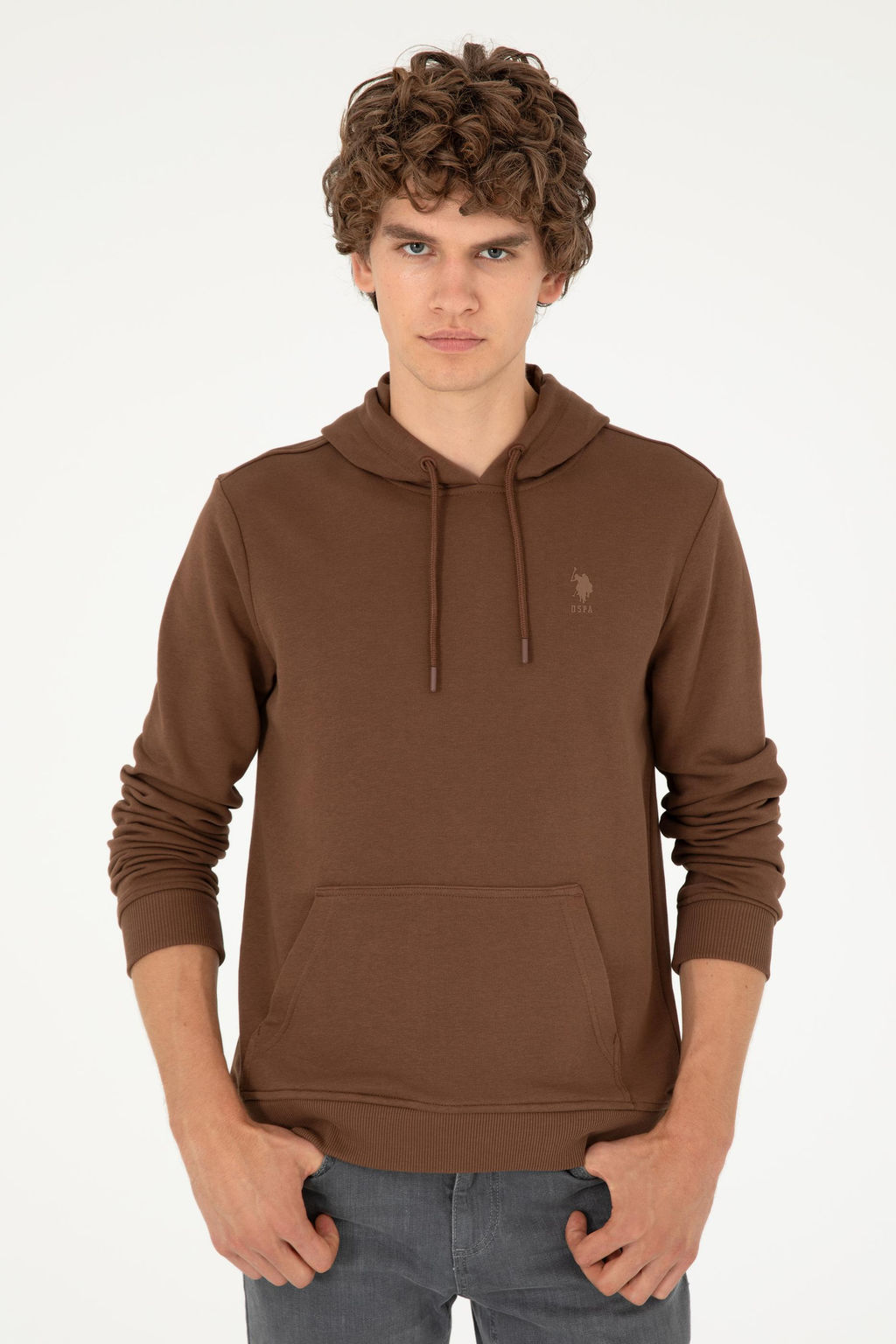 Мужской коричневый базовый свитшот - U.s. polo assn фото 3