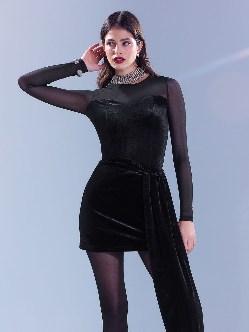 Велюровая юбка женская черная - Mark formelle фото 5