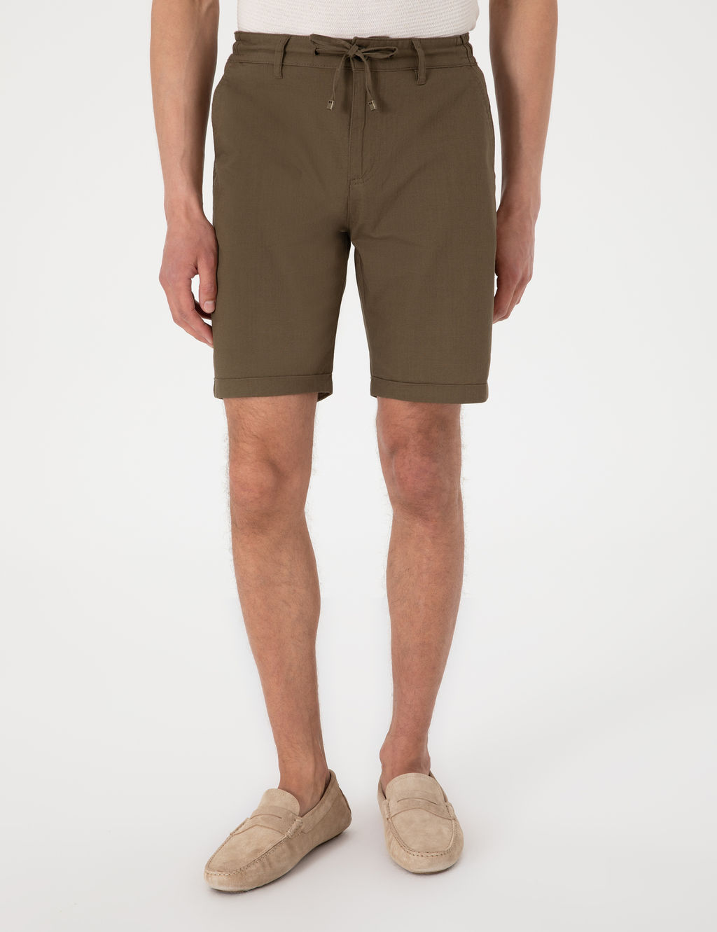 Haki Slim Fit Beli Lastikli Ba_c_kl_ Dokuma _ort