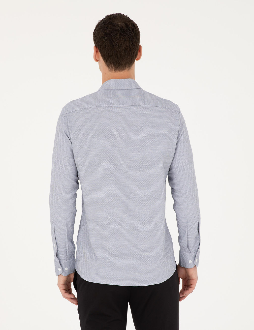 Lacivert Slim Fit Uzun Kollu G_mlek