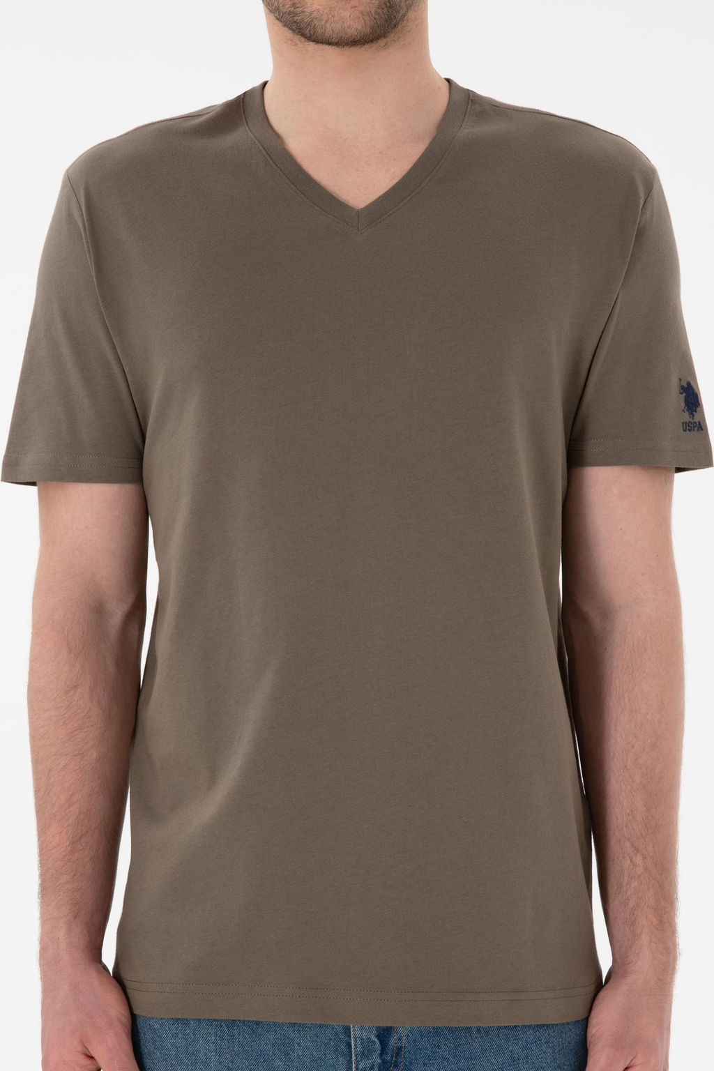Erkek Regular Fit V Yaka Vizon Basic Ti__rt Sepette S_rpriz _ndirim - U.s. polo assn фото 7