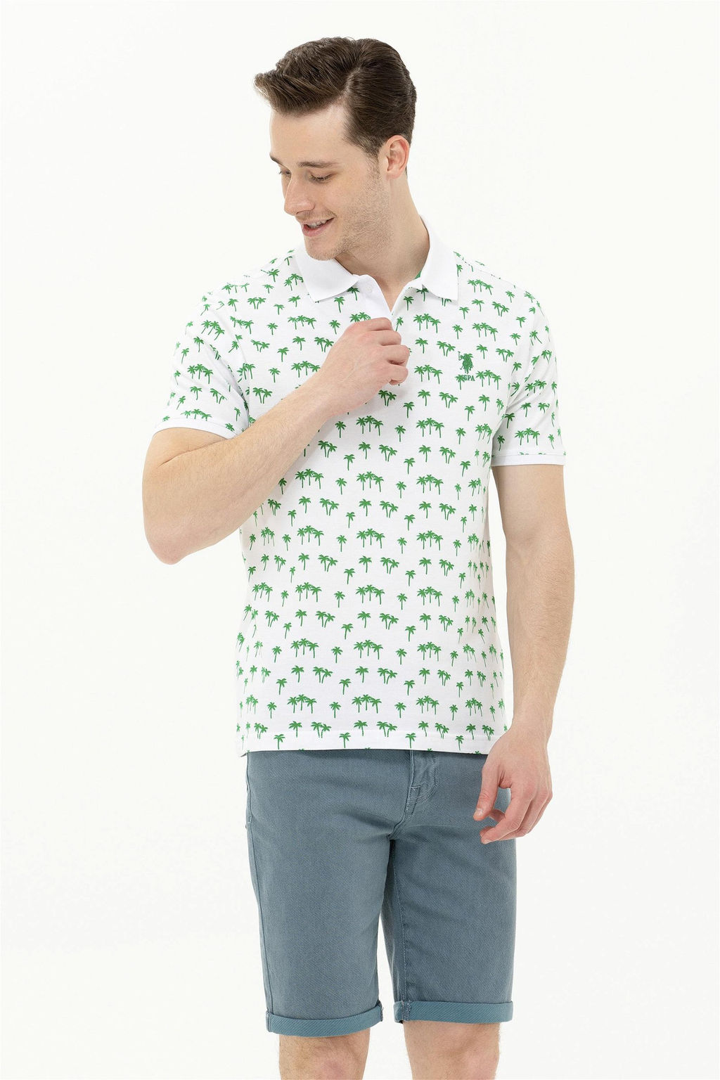 U. S. Polo Assn Мужская зеленая футболка с воротником-поло - U.s. polo assn фото 8