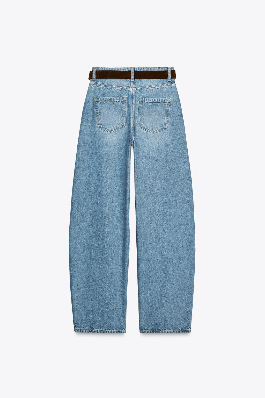 Z1975 HIGH-WAIST WIDE-LEG TAPERED BELTED JEANS - Zara фото 3