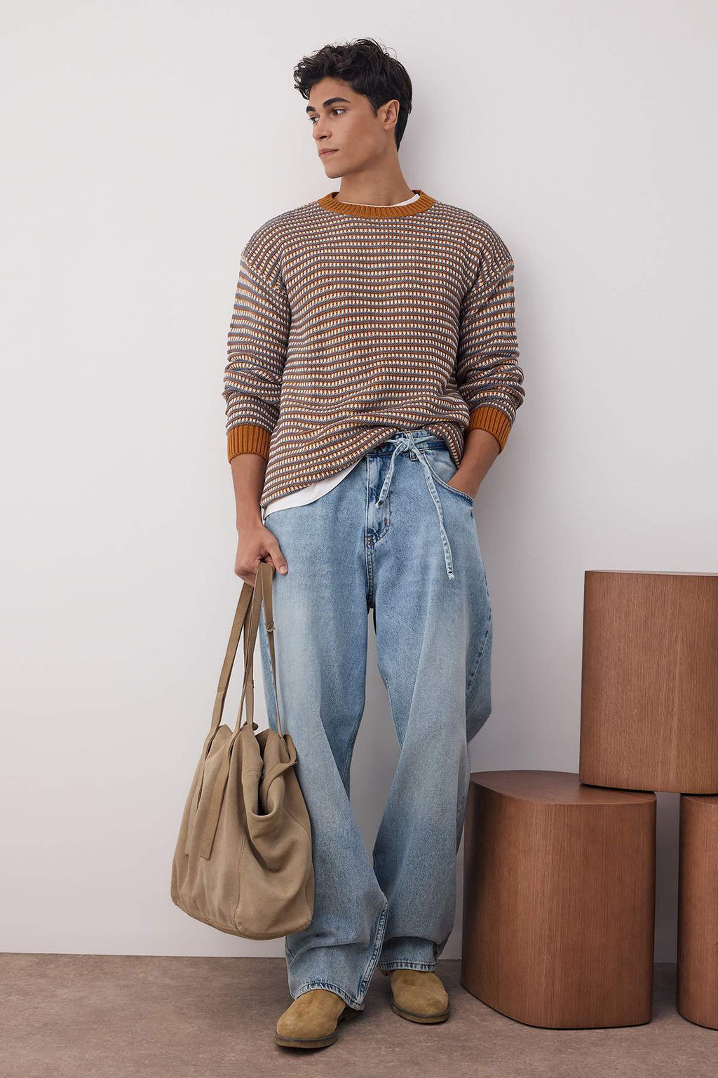 Trendyolmilla Man Camel Regular Bisiklet Yaka Jakarl? Kazak TMNAW22KZ0658
